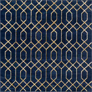 Navy Blue Gold 7' 10 x 7' 10 Marilyn Monroe Glam Square Area Rug 70% Polypropylene & 30% Polyester Vivid Geometric Modern Carpet for Interior Home Decor for Sale at Rug Engine