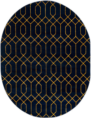 Navy Blue Gold 7' 10 x 10' Marilyn Monroe Glam Oval Area Rug 70% Polypropylene & 30% Polyester Vivid Geometric Modern Carpet for Interior Home Decor for Sale at Rug Engine