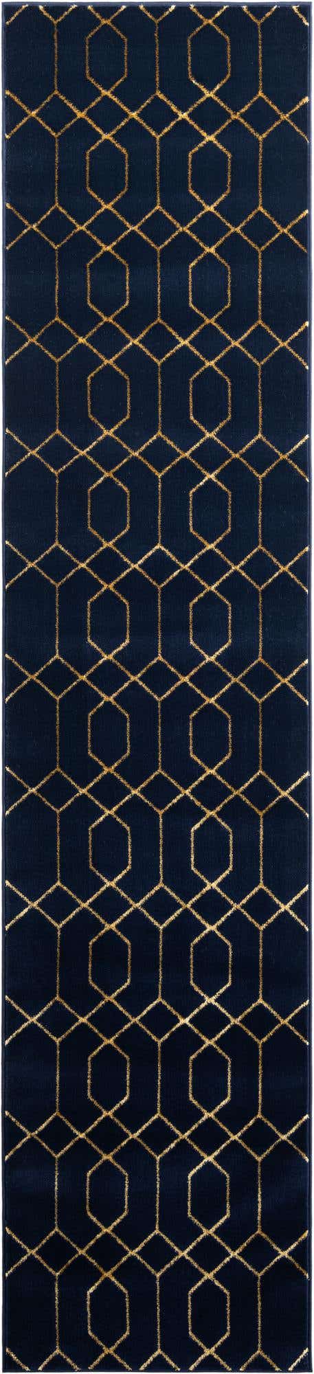 Navy Blue Gold 2' 7 x 12' Marilyn Monroe Glam Runner Area Rug 70% Polypropylene & 30% Polyester Vivid Geometric Modern Carpet for Interior Home Decor for Sale at Rug Engine