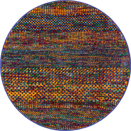 Multicolor 4' x 4' Calypso Round Area Rug 100% Polypropylene With Cotton Backing Colorful Vivid Traditional Design Carpet for Living Office Dining Rooms for Sale at Rug Engine