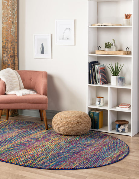 Multicolor 5' 3 x 8' Calypso Oval Area Rug 100% Polypropylene With Cotton Backing Colorful Vivid Traditional Design Carpet for Living Office Dining Rooms for Sale at Rug Engine