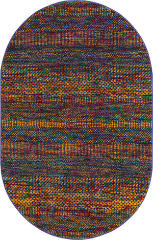 Multicolor 5' 3 x 8' Calypso Oval Area Rug 100% Polypropylene With Cotton Backing Colorful Vivid Traditional Design Carpet for Living Office Dining Rooms for Sale at Rug Engine