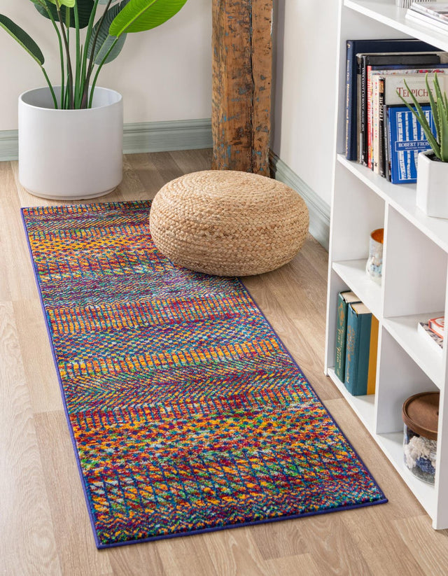 Multicolor 2' 7 x 12' Calypso Runner Area Rug 100% Polypropylene With Cotton Backing Colorful Vivid Traditional Design Carpet for Living Office Dining Rooms for Sale at Rug Engine