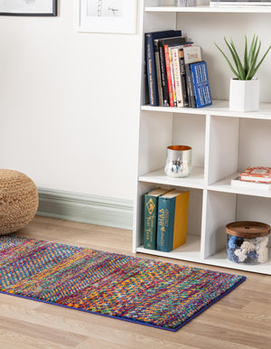 Multicolor 2' 7 x 12' Calypso Runner Area Rug 100% Polypropylene With Cotton Backing Colorful Vivid Traditional Design Carpet for Living Office Dining Rooms for Sale at Rug Engine