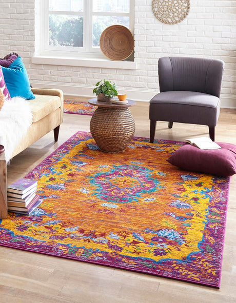 Orange 9' x 12' Calypso Rectangle Area Rug 100% Polypropylene With Cotton Backing Colorful Vivid Traditional Design Carpet for Living Office Dining Rooms for Sale at Rug Engine