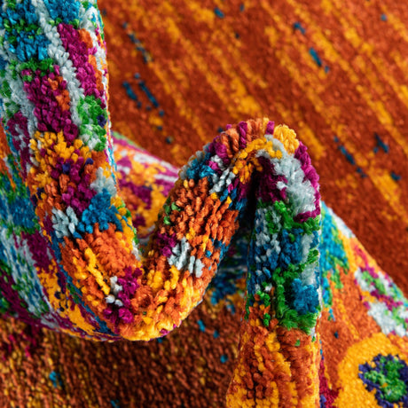 Orange 4' x 6' Calypso Rectangle Area Rug 100% Polypropylene With Cotton Backing Colorful Vivid Traditional Design Carpet for Living Office Dining Rooms for Sale at Rug Engine