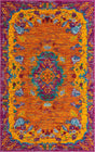Orange 5' 3 x 8' Calypso Rectangle Area Rug 100% Polypropylene With Cotton Backing Colorful Vivid Traditional Design Carpet for Living Office Dining Rooms for Sale at Rug Engine