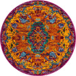Orange 4' x 4' Calypso Round Area Rug 100% Polypropylene With Cotton Backing Colorful Vivid Traditional Design Carpet for Living Office Dining Rooms for Sale at Rug Engine