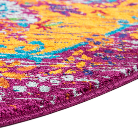Orange 7' 10 x 10' Calypso Oval Area Rug 100% Polypropylene With Cotton Backing Colorful Vivid Traditional Design Carpet for Living Office Dining Rooms for Sale at Rug Engine