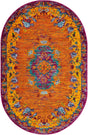 Orange 5' 3 x 8' Calypso Oval Area Rug 100% Polypropylene With Cotton Backing Colorful Vivid Traditional Design Carpet for Living Office Dining Rooms for Sale at Rug Engine