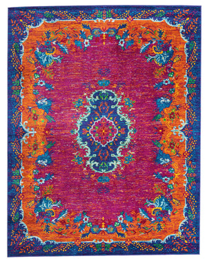 Fuchsia 7' 10 x 10' Calypso Rectangle Area Rug 100% Polypropylene With Cotton Backing Colorful Vivid Traditional Design Carpet for Living Office Dining Rooms for Sale at Rug Engine