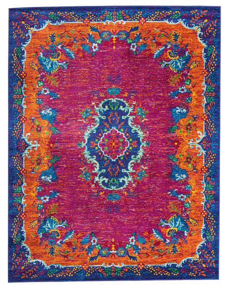 Fuchsia 7' 10 x 10' Calypso Rectangle Area Rug 100% Polypropylene With Cotton Backing Colorful Vivid Traditional Design Carpet for Living Office Dining Rooms for Sale at Rug Engine