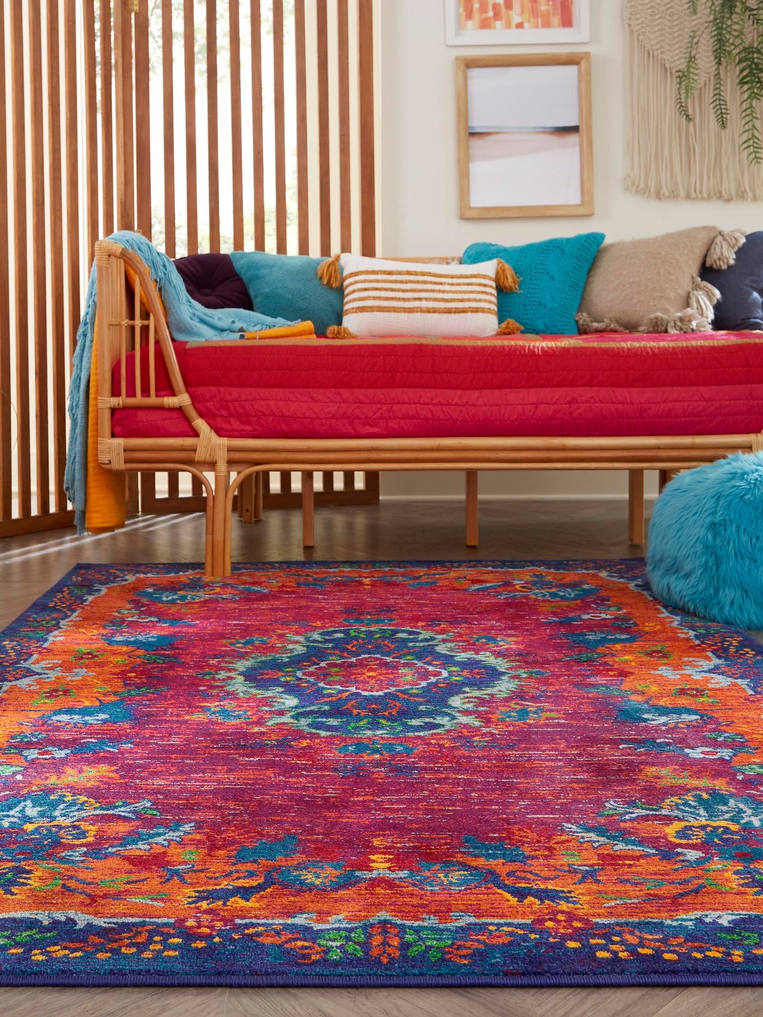 Fuchsia 2' x 3' Calypso Rectangle Area Rug 100% Polypropylene With Cotton Backing Colorful Vivid Traditional Design Carpet for Living Office Dining Rooms for Sale at Rug Engine