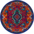 Fuchsia 4' x 4' Calypso Round Area Rug 100% Polypropylene With Cotton Backing Colorful Vivid Traditional Design Carpet for Living Office Dining Rooms for Sale at Rug Engine