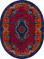 Fuchsia 7' 10 x 10' Calypso Oval Area Rug 100% Polypropylene With Cotton Backing Colorful Vivid Traditional Design Carpet for Living Office Dining Rooms for Sale at Rug Engine