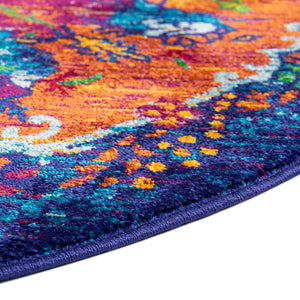 Fuchsia 7' 10 x 10' Calypso Oval Area Rug 100% Polypropylene With Cotton Backing Colorful Vivid Traditional Design Carpet for Living Office Dining Rooms for Sale at Rug Engine