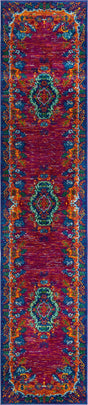 Fuchsia 2' 7 x 12' Calypso Runner Area Rug 100% Polypropylene With Cotton Backing Colorful Vivid Traditional Design Carpet for Living Office Dining Rooms for Sale at Rug Engine