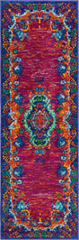 Fuchsia 2' x 6' Calypso Runner Area Rug 100% Polypropylene With Cotton Backing Colorful Vivid Traditional Design Carpet for Living Office Dining Rooms for Sale at Rug Engine