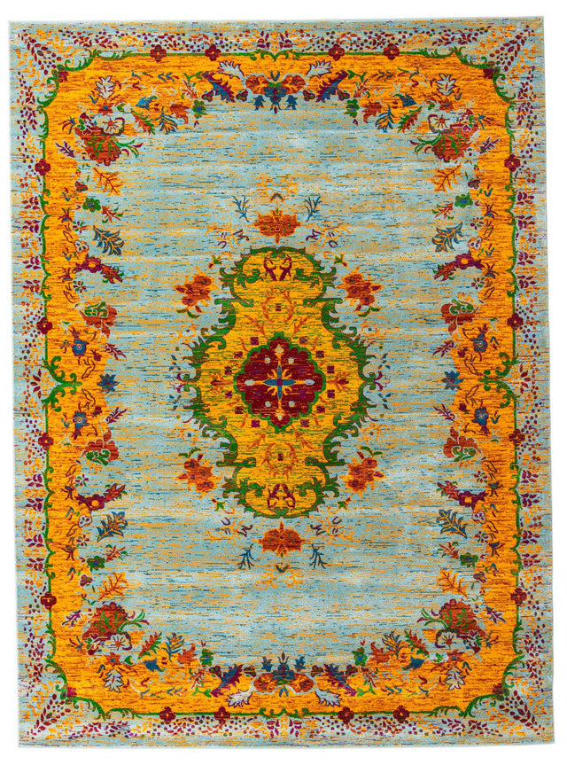Aqua 9' x 12' Calypso Rectangle Area Rug 100% Polypropylene With Cotton Backing Colorful Vivid Traditional Design Carpet for Living Office Dining Rooms for Sale at Rug Engine