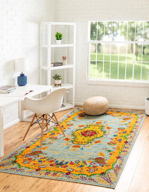 Aqua 1' 4 x 1' 4 Calypso Sample Area Rug 100% Polypropylene With Cotton Backing Colorful Vivid Traditional Design Carpet for Living Office Dining Rooms for Sale at Rug Engine