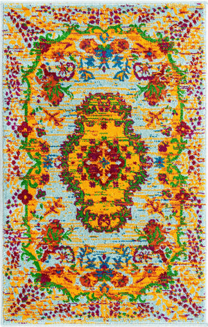 Aqua 2' x 3' Calypso Rectangle Area Rug 100% Polypropylene With Cotton Backing Colorful Vivid Traditional Design Carpet for Living Office Dining Rooms for Sale at Rug Engine