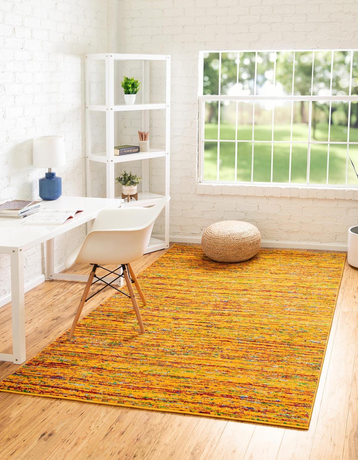 Yellow 5' 3 x 8' Calypso Rectangle Area Rug 100% Polypropylene With Cotton Backing Colorful Vivid Traditional Design Carpet for Living Office Dining Rooms for Sale at Rug Engine
