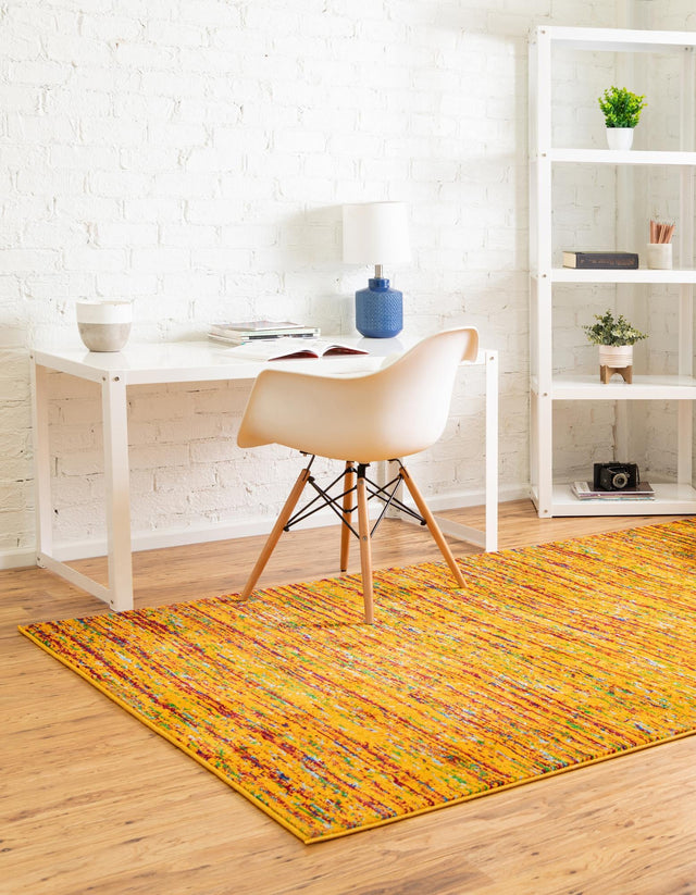 Yellow 2' x 3' Calypso Rectangle Area Rug 100% Polypropylene With Cotton Backing Colorful Vivid Traditional Design Carpet for Living Office Dining Rooms for Sale at Rug Engine