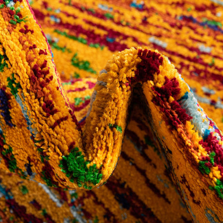 Yellow 4' x 6' Calypso Rectangle Area Rug 100% Polypropylene With Cotton Backing Colorful Vivid Traditional Design Carpet for Living Office Dining Rooms for Sale at Rug Engine