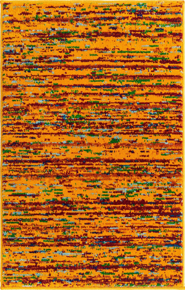Yellow 2' x 3' Calypso Rectangle Area Rug 100% Polypropylene With Cotton Backing Colorful Vivid Traditional Design Carpet for Living Office Dining Rooms for Sale at Rug Engine