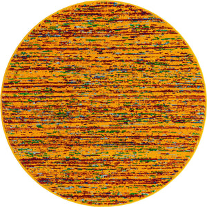 Yellow 4' x 4' Calypso Round Area Rug 100% Polypropylene With Cotton Backing Colorful Vivid Traditional Design Carpet for Living Office Dining Rooms for Sale at Rug Engine