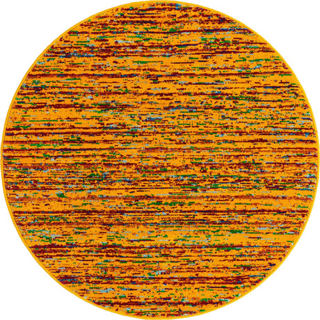 Yellow 4' x 4' Calypso Round Area Rug 100% Polypropylene With Cotton Backing Colorful Vivid Traditional Design Carpet for Living Office Dining Rooms for Sale at Rug Engine