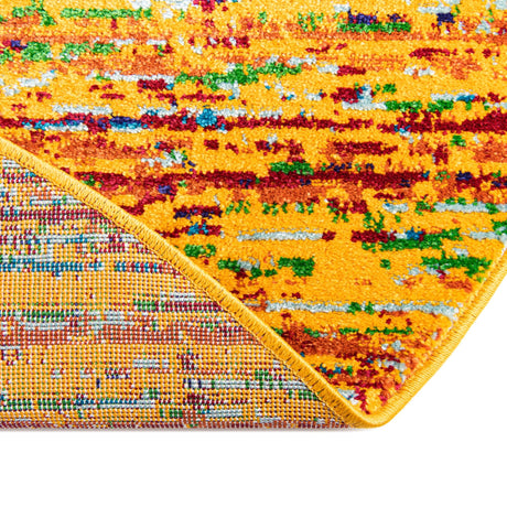 Yellow 7' 10 x 10' Calypso Oval Area Rug 100% Polypropylene With Cotton Backing Colorful Vivid Traditional Design Carpet for Living Office Dining Rooms for Sale at Rug Engine