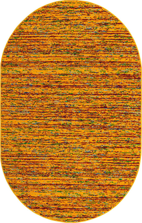 Yellow 5' 3 x 8' Calypso Oval Area Rug 100% Polypropylene With Cotton Backing Colorful Vivid Traditional Design Carpet for Living Office Dining Rooms for Sale at Rug Engine