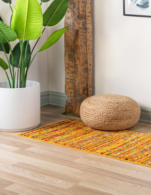 Yellow 2' 7 x 12' Calypso Runner Area Rug 100% Polypropylene With Cotton Backing Colorful Vivid Traditional Design Carpet for Living Office Dining Rooms for Sale at Rug Engine