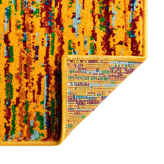 Yellow 2' x 6' Calypso Runner Area Rug 100% Polypropylene With Cotton Backing Colorful Vivid Traditional Design Carpet for Living Office Dining Rooms for Sale at Rug Engine