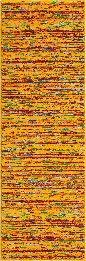 Yellow 2' x 6' Calypso Runner Area Rug 100% Polypropylene With Cotton Backing Colorful Vivid Traditional Design Carpet for Living Office Dining Rooms for Sale at Rug Engine