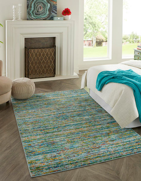 Aqua 7' 10 x 10' Calypso Rectangle Area Rug 100% Polypropylene With Cotton Backing Colorful Vivid Traditional Design Carpet for Living Office Dining Rooms for Sale at Rug Engine