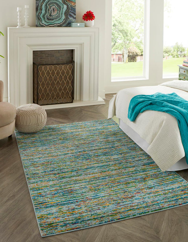 Aqua 7' 10 x 10' Calypso Rectangle Area Rug 100% Polypropylene With Cotton Backing Colorful Vivid Traditional Design Carpet for Living Office Dining Rooms for Sale at Rug Engine