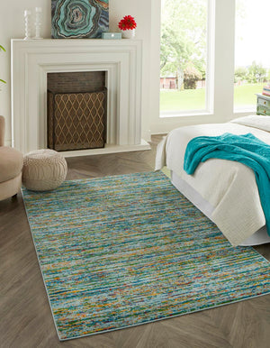 Aqua 5' 3 x 8' Calypso Rectangle Area Rug 100% Polypropylene With Cotton Backing Colorful Vivid Traditional Design Carpet for Living Office Dining Rooms for Sale at Rug Engine