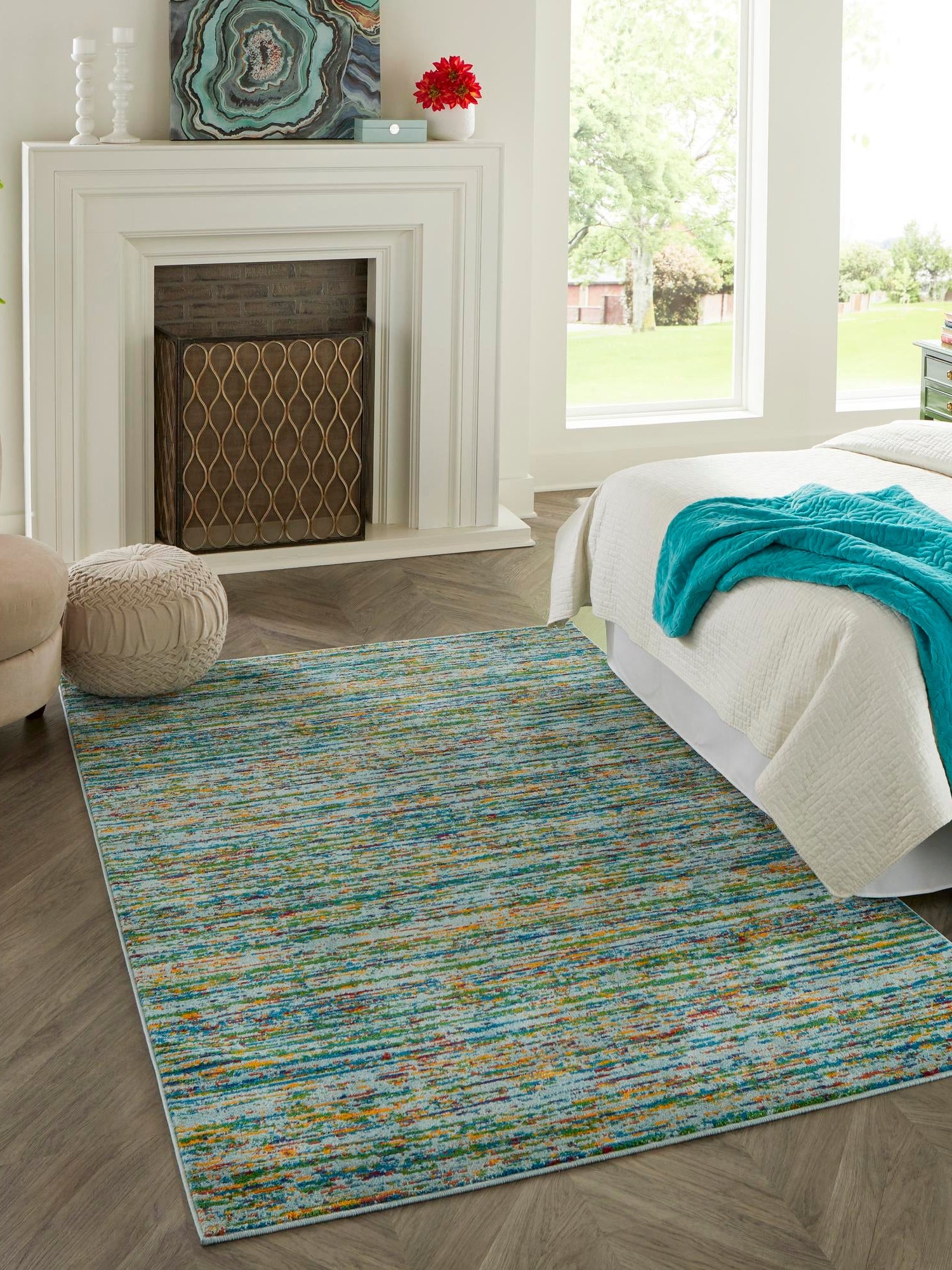 Aqua 1' 4 x 1' 4 Calypso Sample Area Rug 100% Polypropylene With Cotton Backing Colorful Vivid Traditional Design Carpet for Living Office Dining Rooms for Sale at Rug Engine