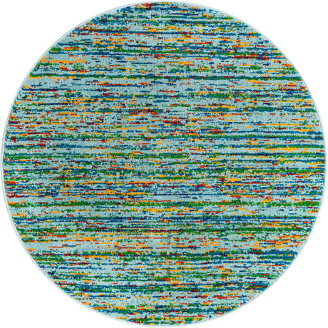Aqua 4' x 4' Calypso Round Area Rug 100% Polypropylene With Cotton Backing Colorful Vivid Traditional Design Carpet for Living Office Dining Rooms for Sale at Rug Engine