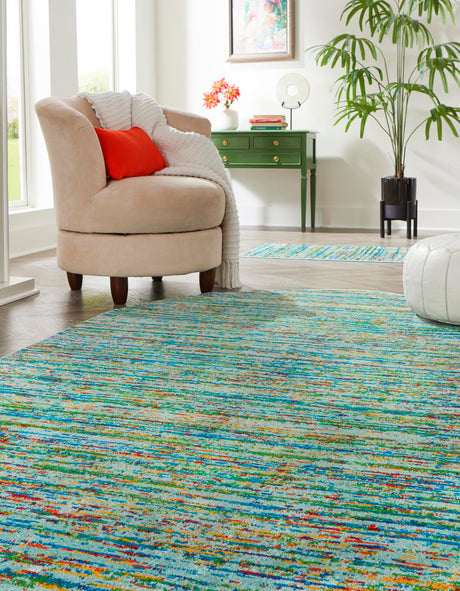 Aqua 5' 3 x 8' Calypso Oval Area Rug 100% Polypropylene With Cotton Backing Colorful Vivid Traditional Design Carpet for Living Office Dining Rooms for Sale at Rug Engine