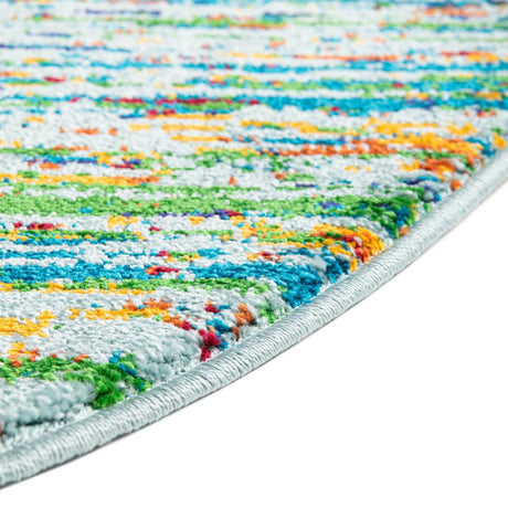 Aqua 7' 10 x 10' Calypso Oval Area Rug 100% Polypropylene With Cotton Backing Colorful Vivid Traditional Design Carpet for Living Office Dining Rooms for Sale at Rug Engine