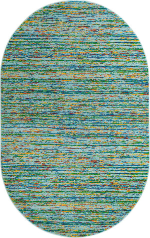 Aqua 5' 3 x 8' Calypso Oval Area Rug 100% Polypropylene With Cotton Backing Colorful Vivid Traditional Design Carpet for Living Office Dining Rooms for Sale at Rug Engine