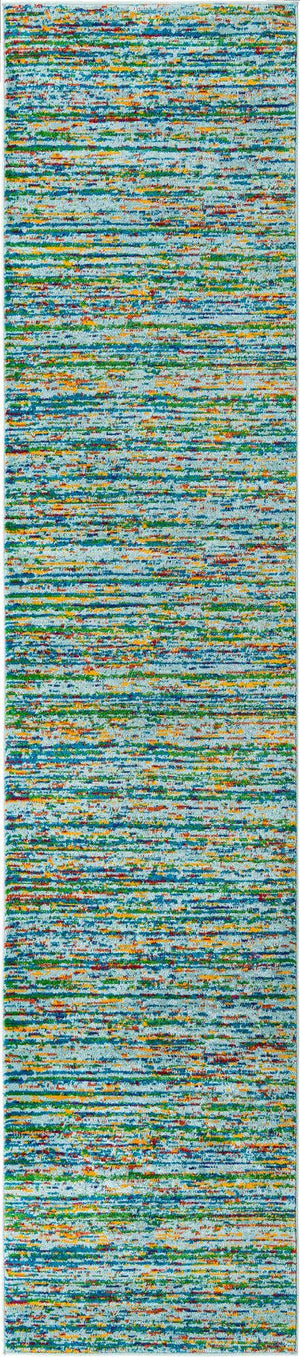 Aqua 2' 7 x 12' Calypso Runner Area Rug 100% Polypropylene With Cotton Backing Colorful Vivid Traditional Design Carpet for Living Office Dining Rooms for Sale at Rug Engine