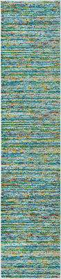 Aqua 2' 7 x 12' Calypso Runner Area Rug 100% Polypropylene With Cotton Backing Colorful Vivid Traditional Design Carpet for Living Office Dining Rooms for Sale at Rug Engine