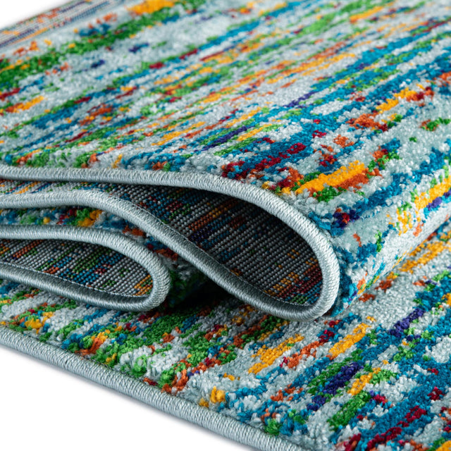 Aqua 2' 7 x 12' Calypso Runner Area Rug 100% Polypropylene With Cotton Backing Colorful Vivid Traditional Design Carpet for Living Office Dining Rooms for Sale at Rug Engine