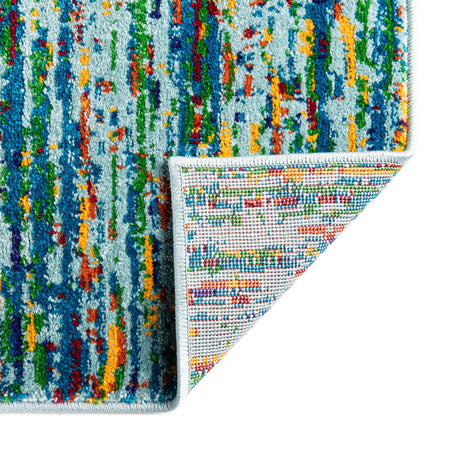 Aqua 2' x 6' Calypso Runner Area Rug 100% Polypropylene With Cotton Backing Colorful Vivid Traditional Design Carpet for Living Office Dining Rooms for Sale at Rug Engine
