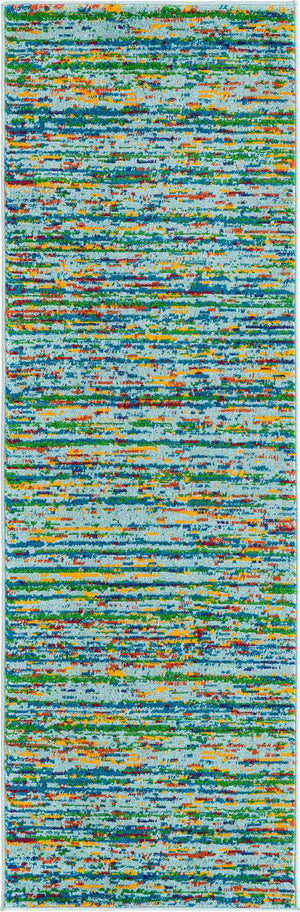 Aqua 2' x 6' Calypso Runner Area Rug 100% Polypropylene With Cotton Backing Colorful Vivid Traditional Design Carpet for Living Office Dining Rooms for Sale at Rug Engine