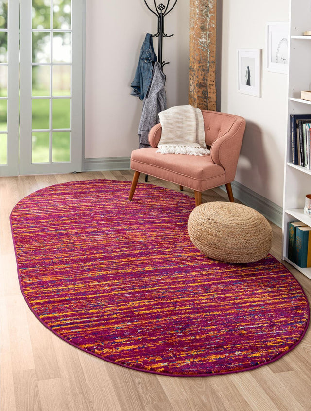 Pink 5' 3 x 8' Calypso Oval Area Rug 100% Polypropylene With Cotton Backing Colorful Vivid Traditional Design Carpet for Living Office Dining Rooms for Sale at Rug Engine